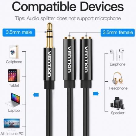 Vention Cable Estéreo BBSBY Jack 3.5 mm Macho a 2x Jack 3.5 mm Hembra 30 cm Negro